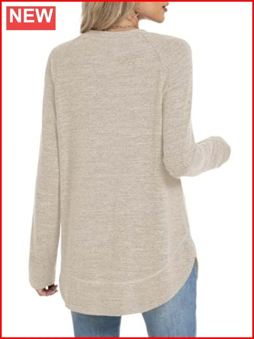 Women's Long Sleeve Tunic Top Loose Fit Crew Neck Pullover Blouse